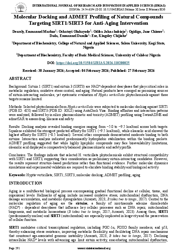 (PDF) Molecular Docking and ADMET Profiling of Natural Compounds ...