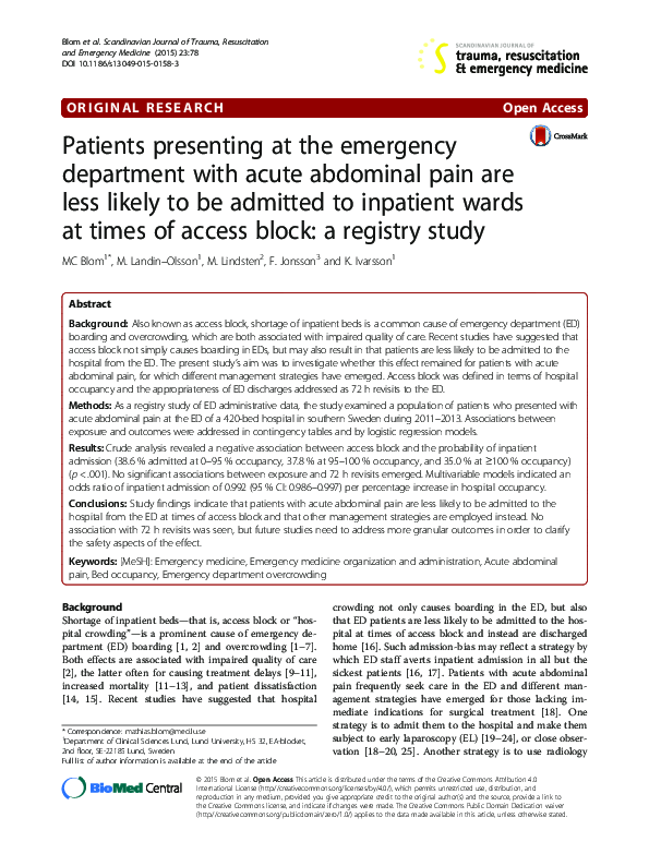 (PDF) Patients presenting at the emergency department with acute ...