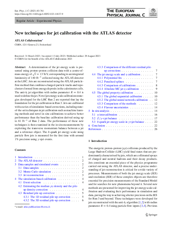 (PDF) New techniques for jet calibration with the ATLAS detector