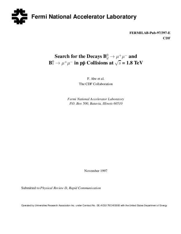 (PDF) Search for the decays B d 0
