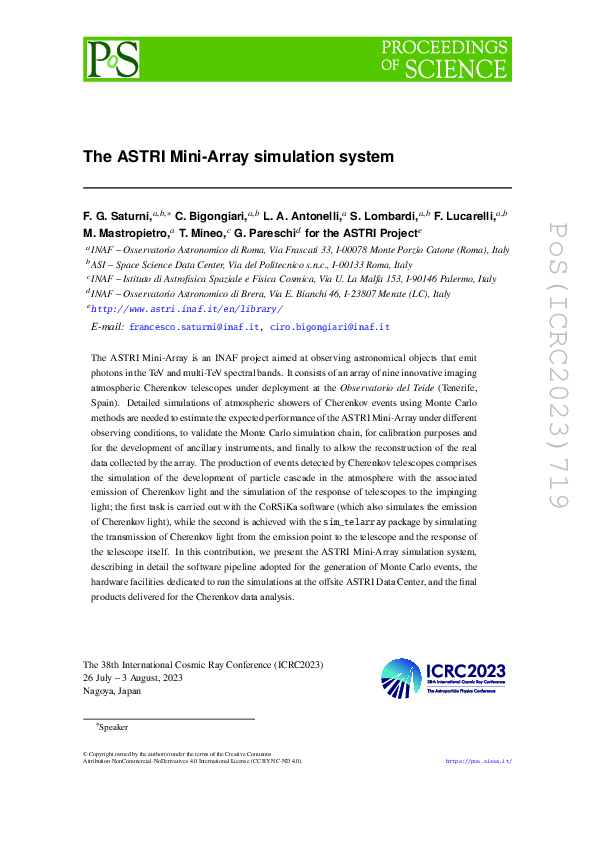 (PDF) The ASTRI Mini-Array Simulation System