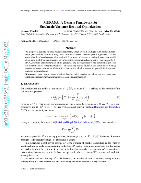 (PDF) MURANA: A Generic Framework for Stochastic Variance-Reduced ...