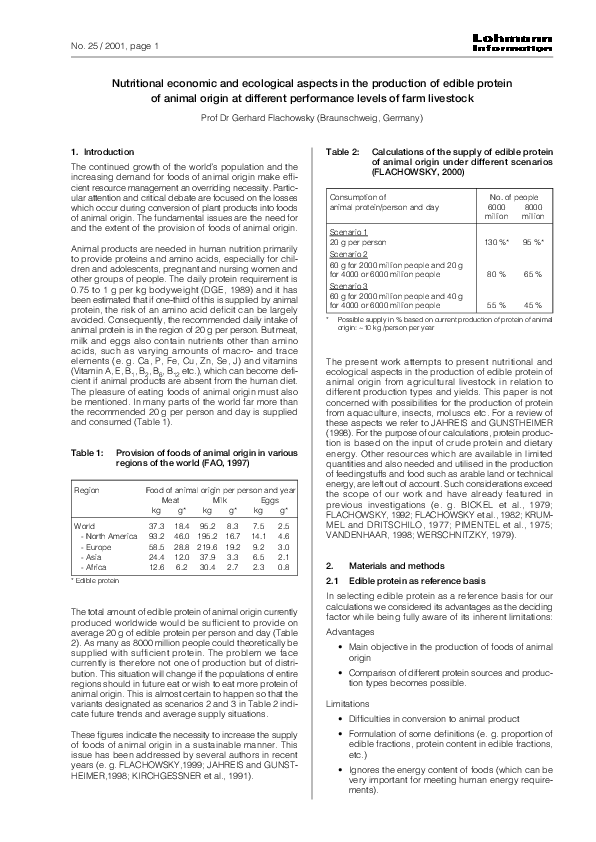 (PDF) Nutritional economic and ecological aspects in the production of ...