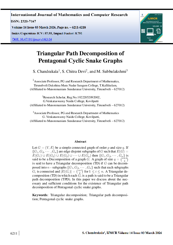 (PDF) Triangular Path Decomposition of Pentagonal Cyclic Snake Graphs