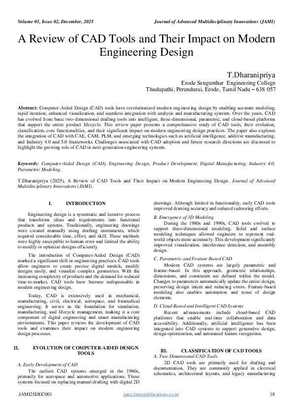 (PDF) A Review of CAD Tools and Their Impact on Modern Engineering Design