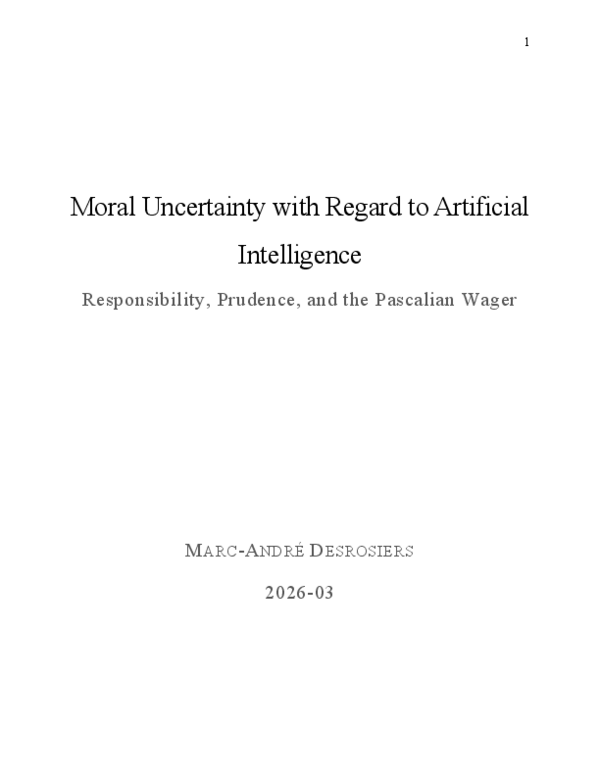 (PDF) Moral Uncertainty with Regard to Artificial Intelligence ...