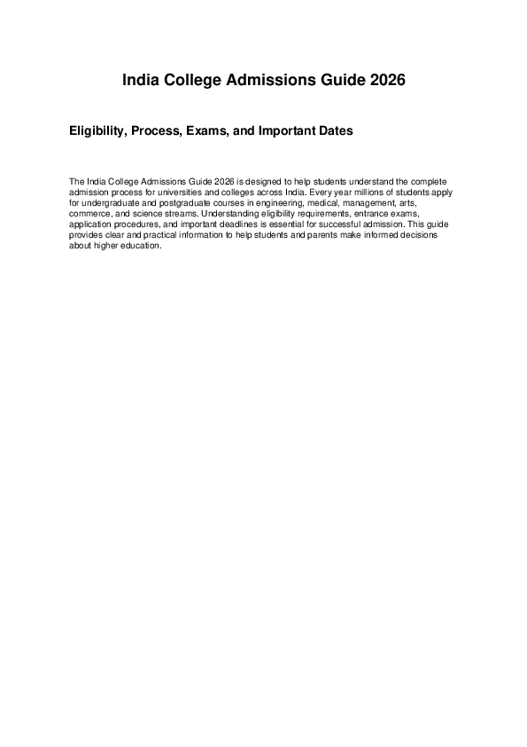 (PDF) India College Admissions Guide 2026 Eligibility, Process, Exams ...