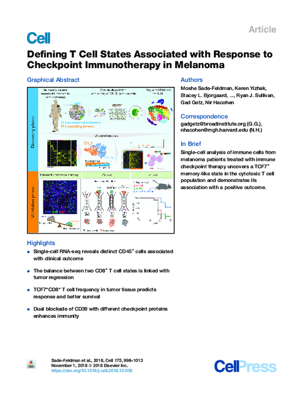 (PDF) Defining T Cell States Associated with Response to Checkpoint ...