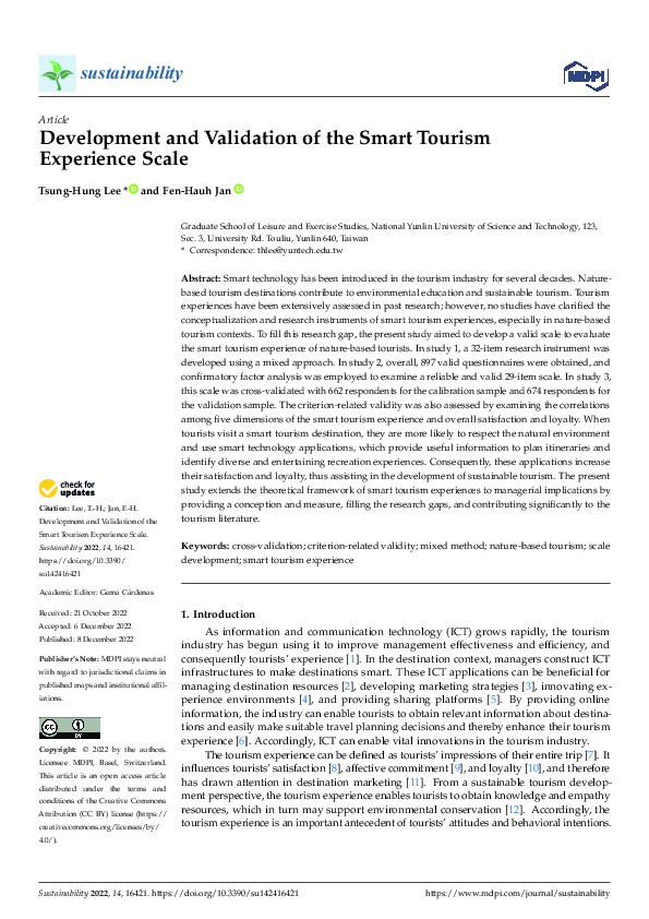 (PDF) Development and Validation of the Smart Tourism Experience Scale