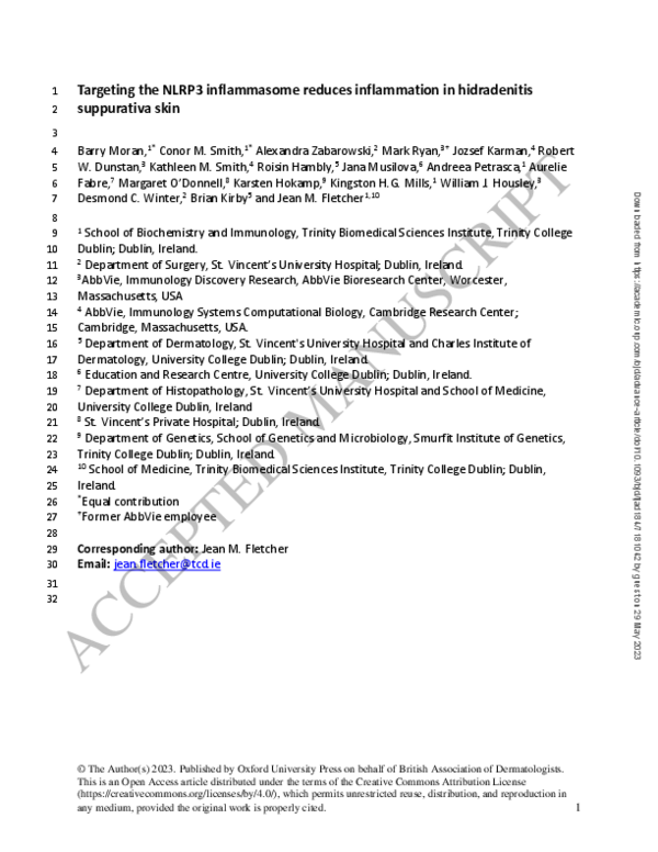 (PDF) Targeting the NLRP3 inflammasome reduces inflammation in ...
