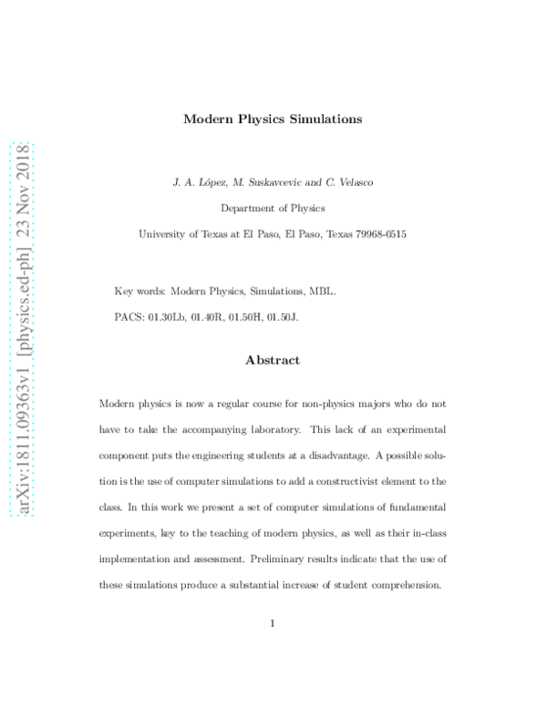 (PDF) Modern Physics Simulations