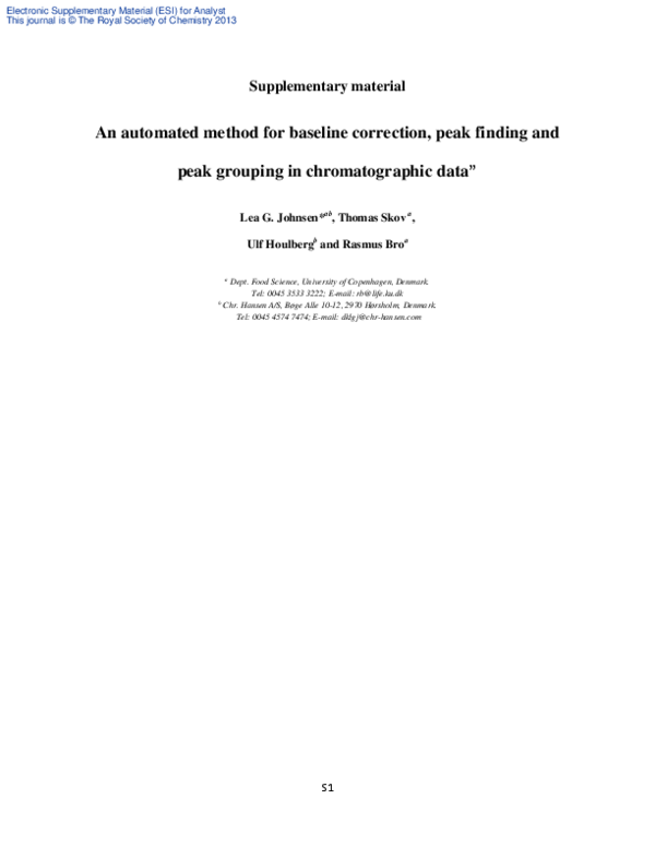 (PDF) An automated method for baseline correction, peak finding and ...