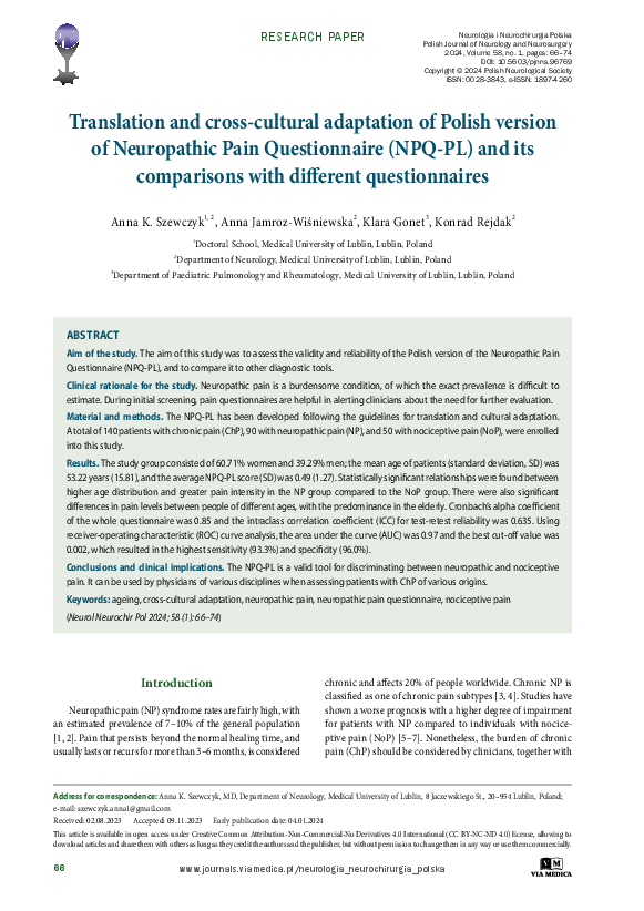 (PDF) Translation and cross-cultural adaptation of Polish version of ...
