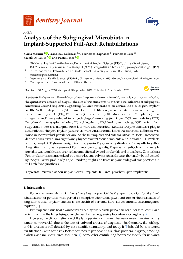 (PDF) Analysis of the Subgingival Microbiota in Implant-Supported Full ...