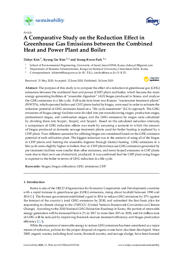 (PDF) A Comparative Study on the Reduction Effect in Greenhouse Gas ...