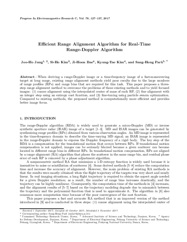 (PDF) Efficient Range Alignment Algorithm for Real-Time Range-Doppler ...