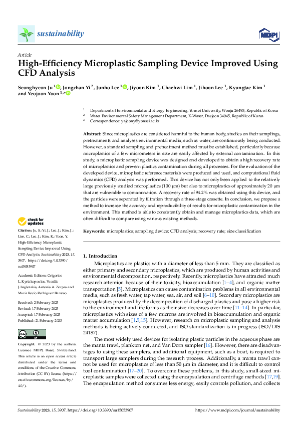 (PDF) High-Efficiency Microplastic Sampling Device Improved Using CFD ...