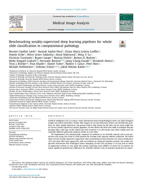 (PDF) Benchmarking weakly-supervised deep learning pipelines for whole ...