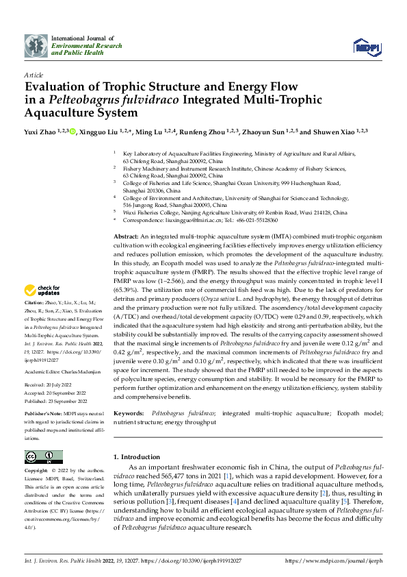 (PDF) Evaluation of Trophic Structure and Energy Flow in a Pelteobagrus ...