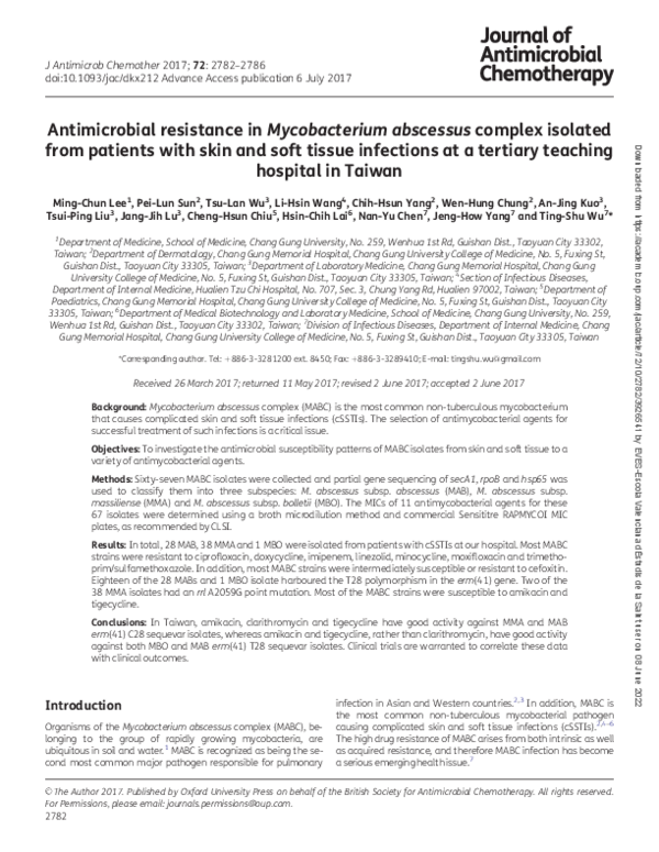 (PDF) Antimicrobial resistance in Mycobacterium abscessus complex ...