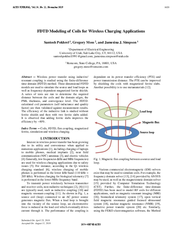 (PDF) FDTD Modeling of Coils for Wireless Charging Applications