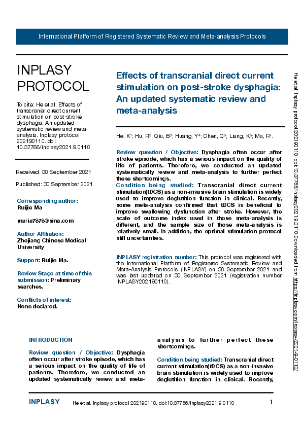 (PDF) Effects of transcranial direct current stimulation on post-stroke ...