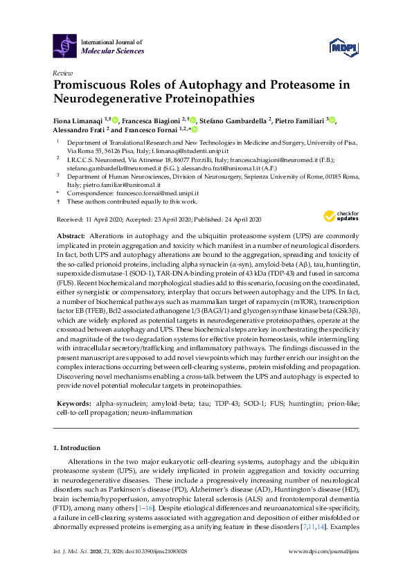 (PDF) Promiscuous Roles of Autophagy and Proteasome in ...