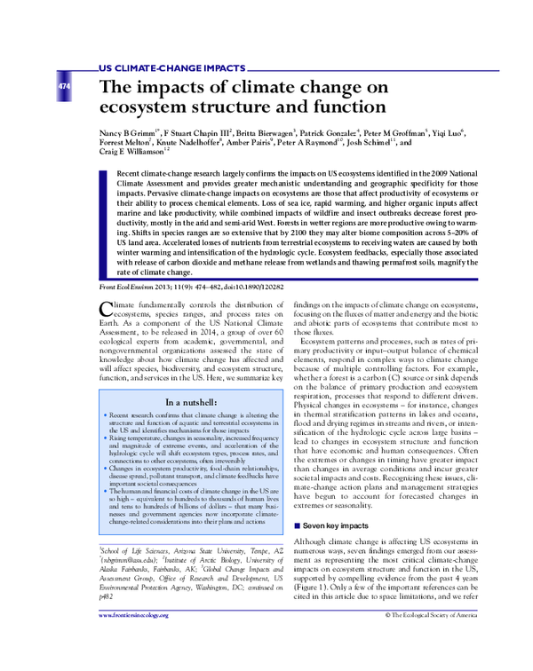 (PDF) The impacts of climate change on ecosystem structure and function