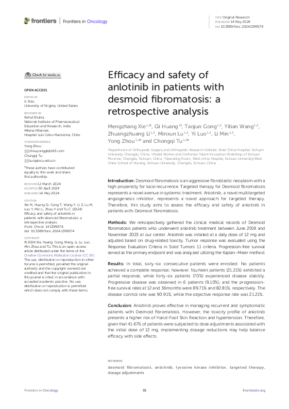 (PDF) Efficacy and safety of anlotinib in patients with desmoid ...