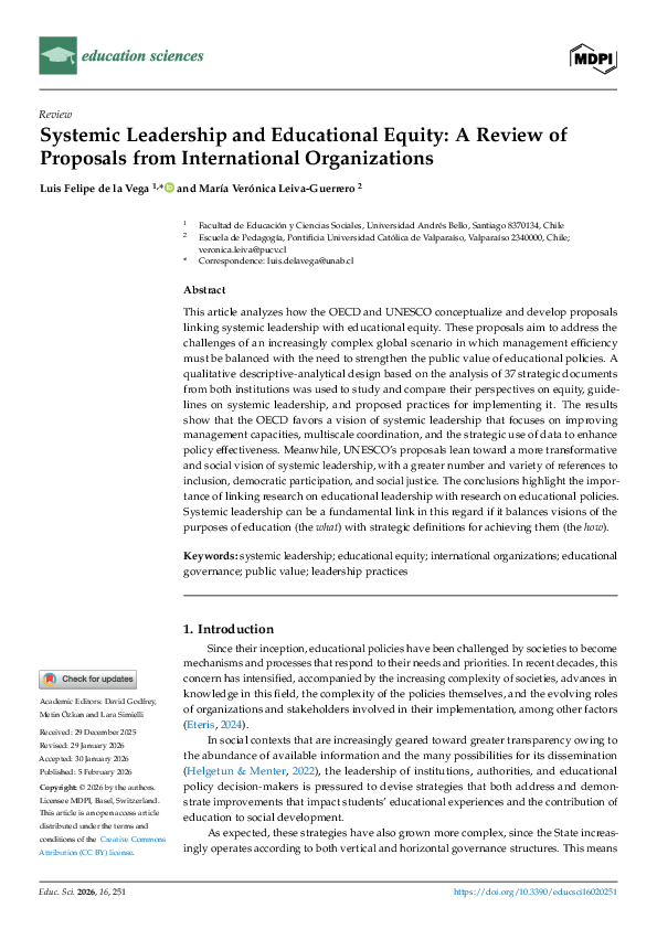 (PDF) Systemic Leadership and Educational Equity: A Review of Proposals ...