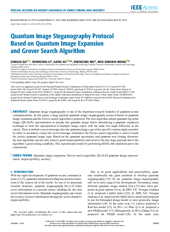 (PDF) Quantum Image Steganography Protocol Based on Quantum Image ...