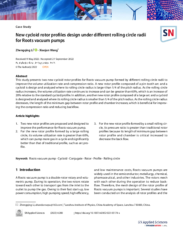 (PDF) New cycloid rotor profiles design under different rolling circle ...