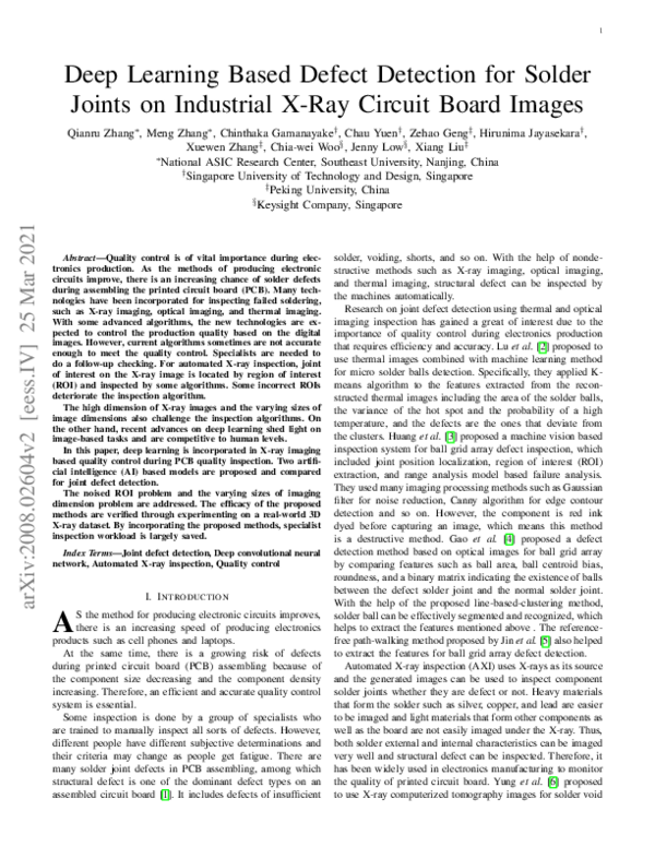 (PDF) Deep Learning Based Defect Detection for Solder Joints on ...
