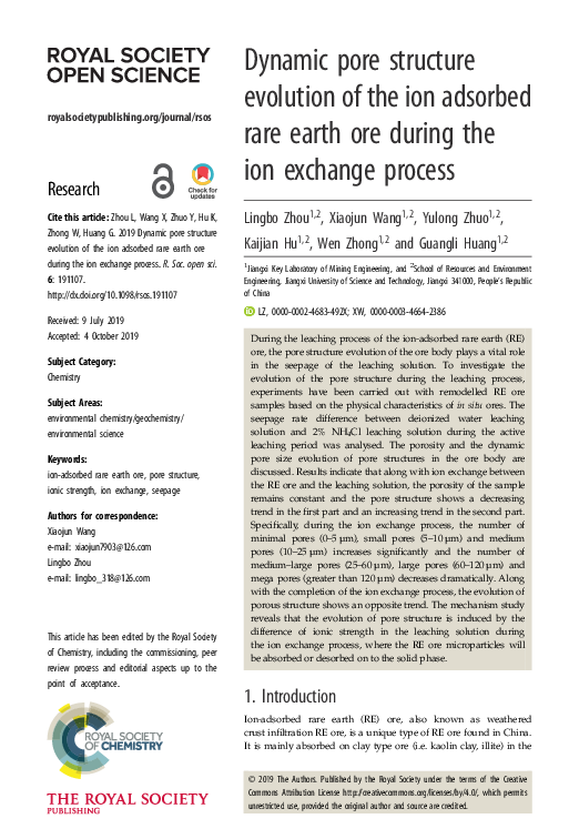(PDF) Dynamic pore structure evolution of the ion adsorbed rare earth ...