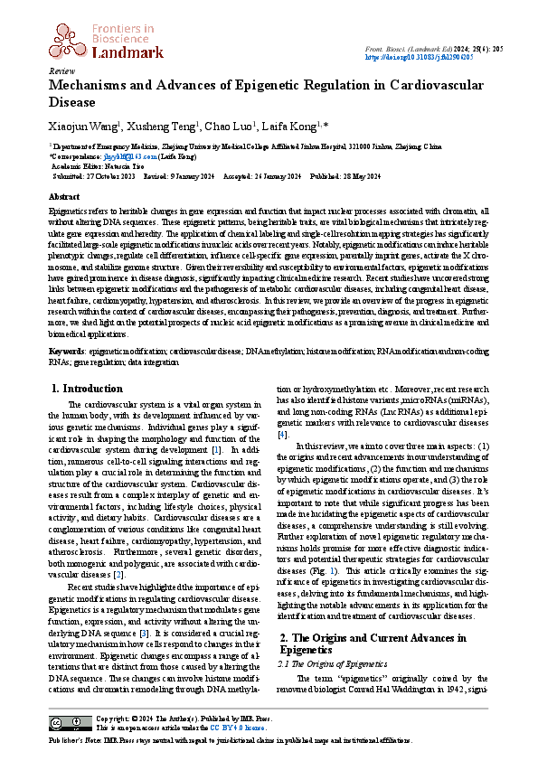 (PDF) Mechanisms and Advances of Epigenetic Regulation in ...