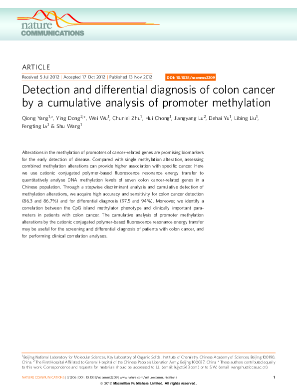 (PDF) Detection and differential diagnosis of colon cancer by a ...