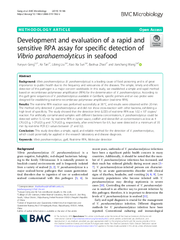 (PDF) Development and evaluation of a rapid and sensitive RPA assay for ...