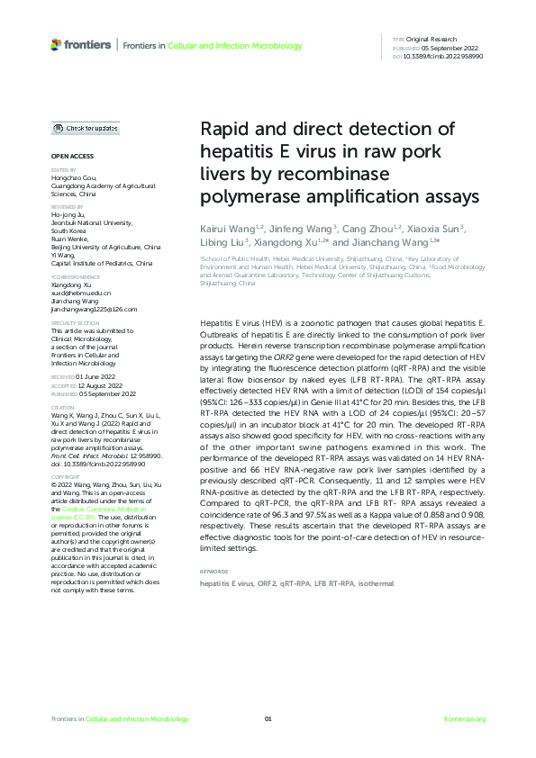 (PDF) Rapid and direct detection of hepatitis E virus in raw pork ...