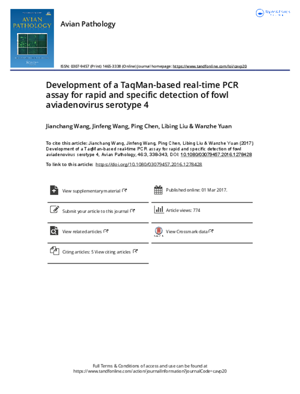 (PDF) Development of a TaqMan-based real-time PCR assay for rapid and ...