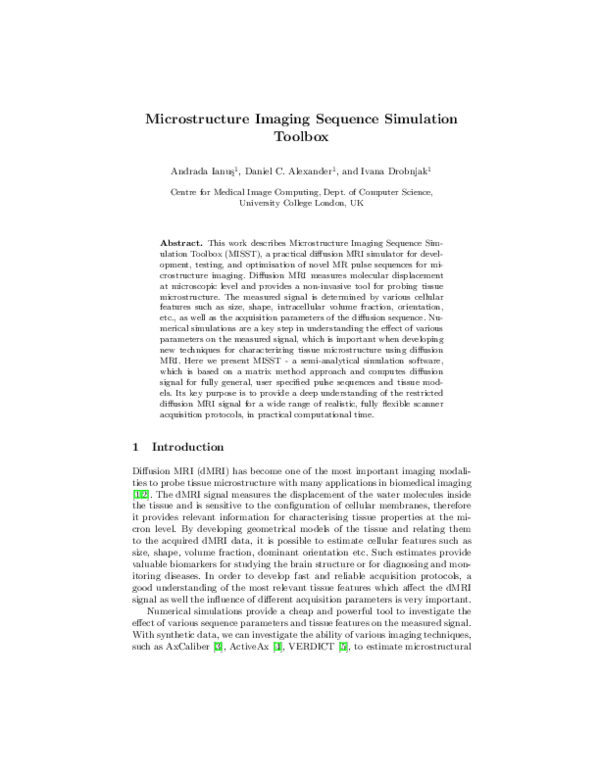 (PDF) Microstructure Imaging Sequence Simulation Toolbox