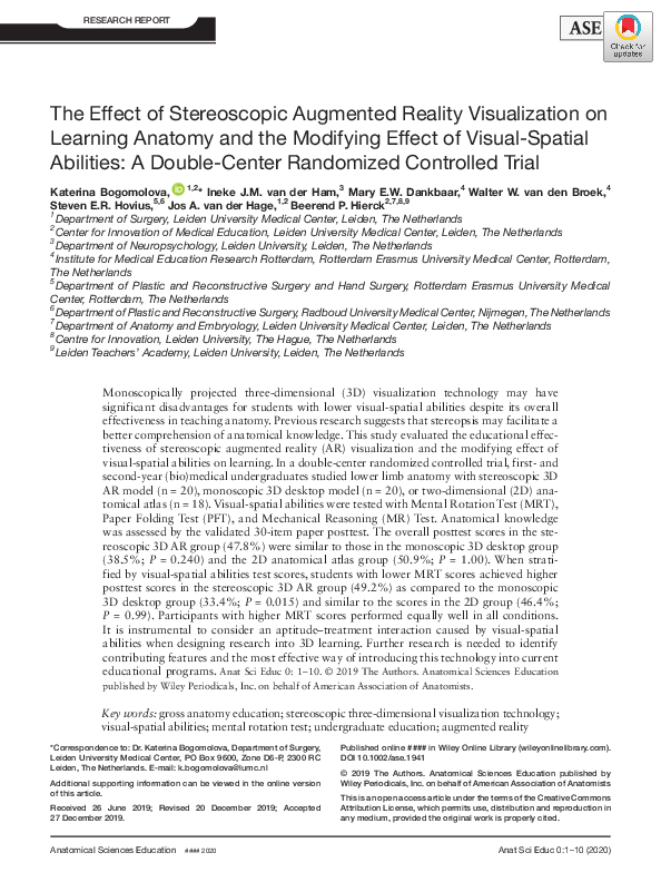(PDF) The Effect of Stereoscopic Augmented Reality Visualization on ...