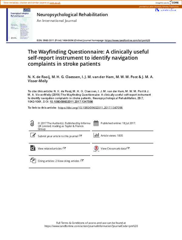 (PDF) The Wayfinding Questionnaire: A clinically useful self-report ...