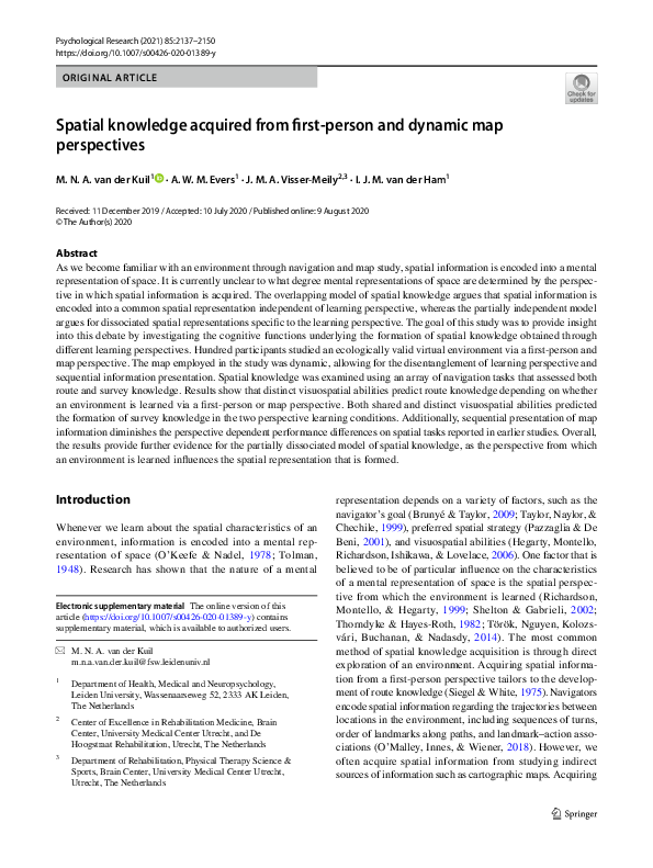 (PDF) Spatial knowledge acquired from first-person and dynamic map ...