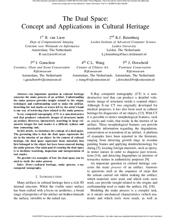 (PDF) The Dual Space: Concept and Applications in Cultural Heritage