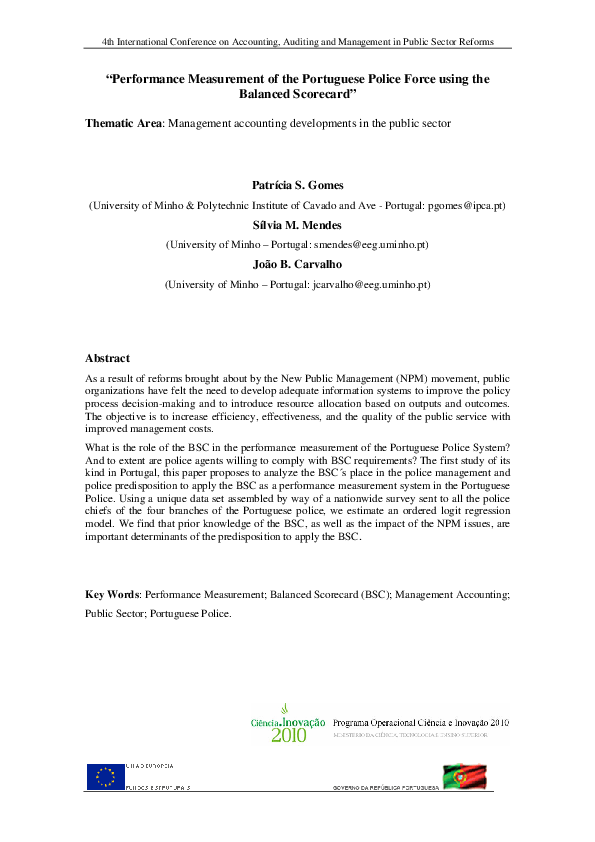 (PDF) Performance measurement of the portuguese police force using the ...