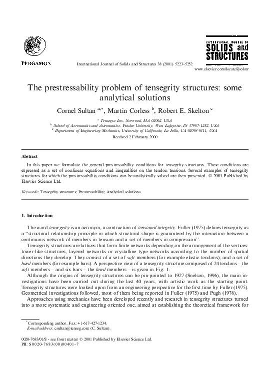 (PDF) The prestressability problem of tensegrity structures: some ...