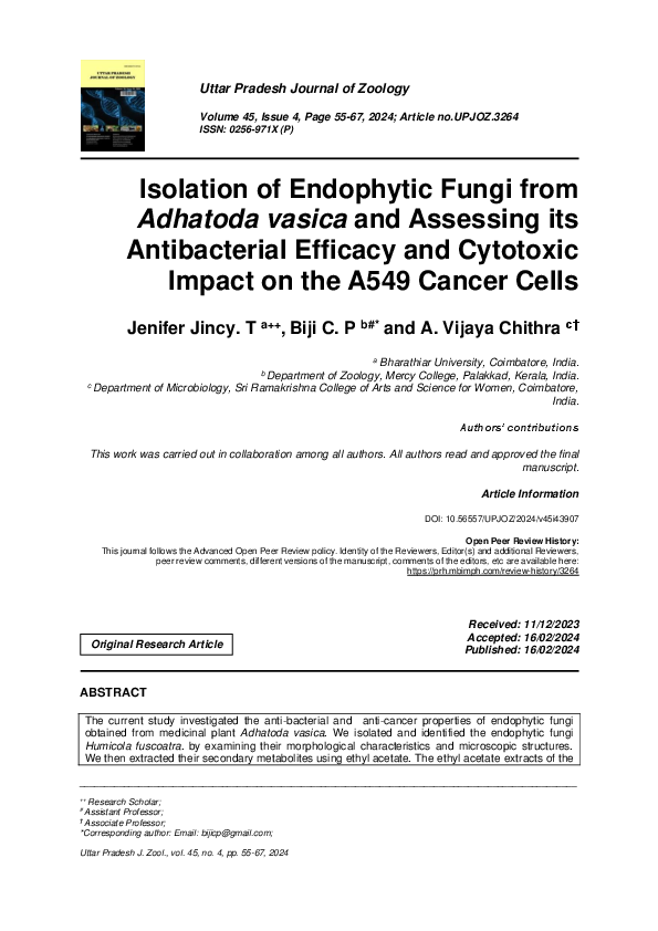 (PDF) Isolation of Endophytic Fungi from Adhatoda vasica and Assessing ...