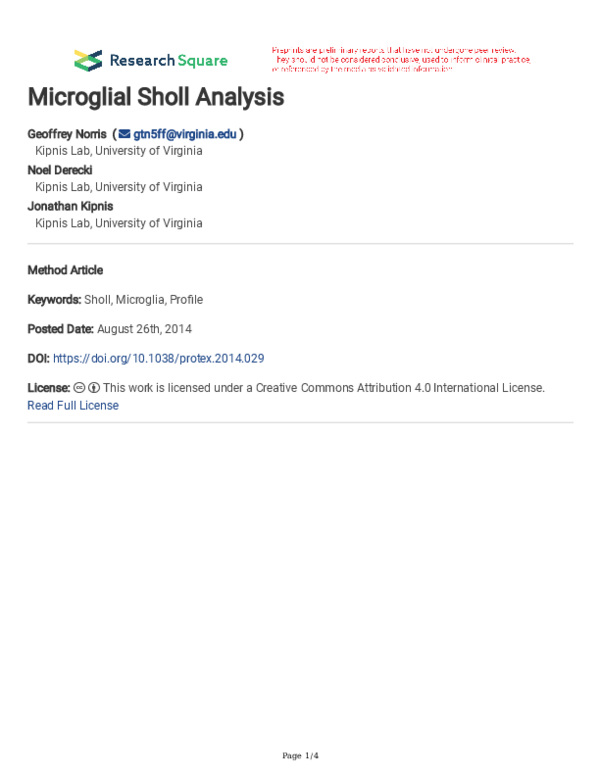 (PDF) Microglial Sholl Analysis