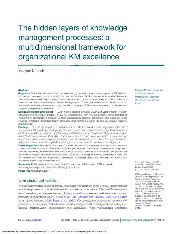 (PDF) The hidden layers of knowledge management processes: a ...