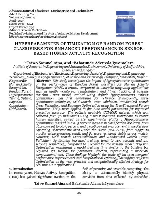 (PDF) HYPERPARAMETER OPTIMIZATION OF RANDOM FOREST CLASSIFIERS FOR ...